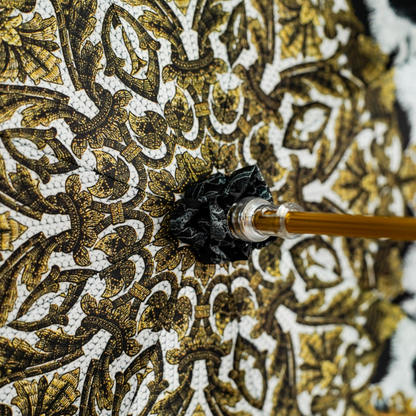 Baroque Design Umbrella – Luxury Rain Umbrella With Satin Canopy & Gold-Plated Handle