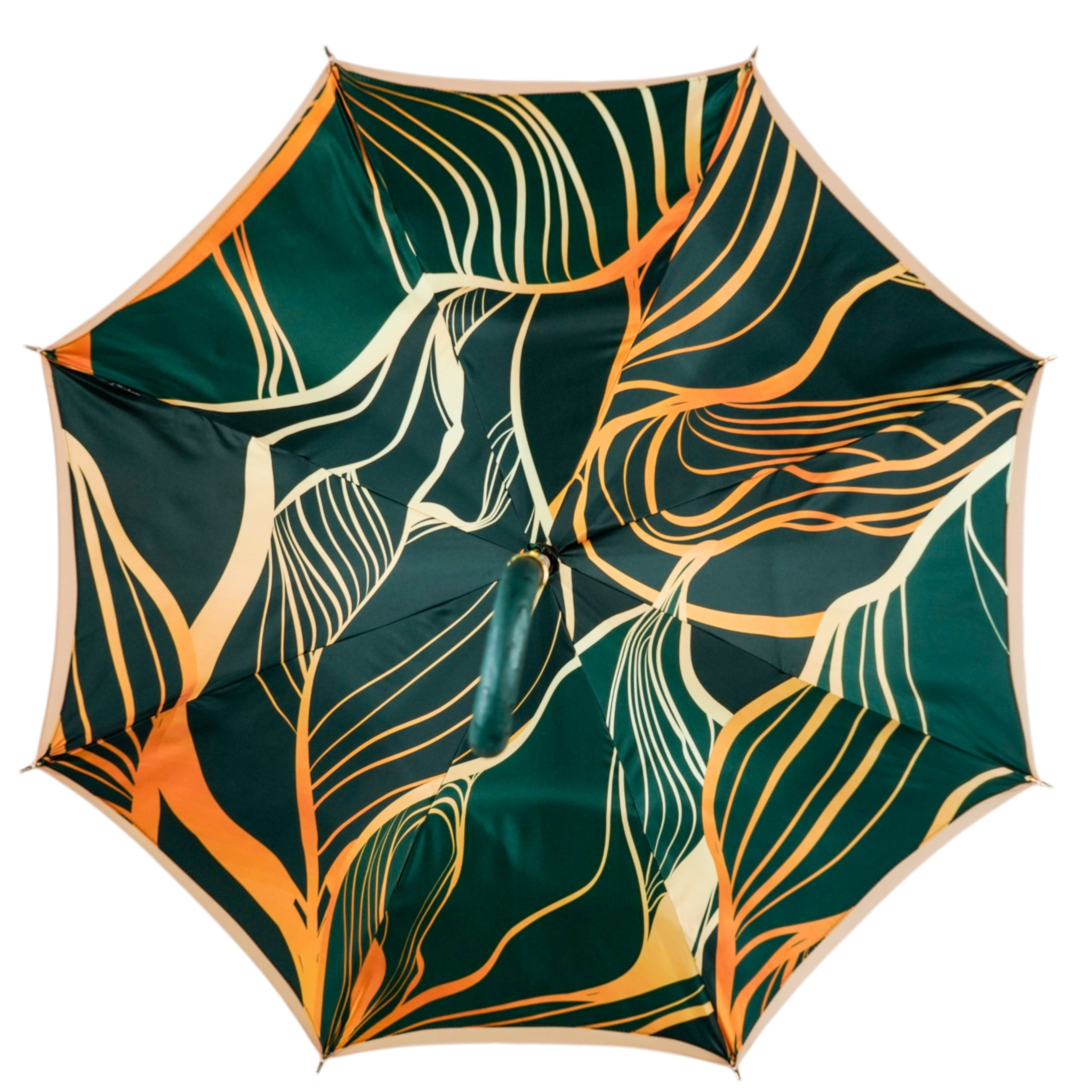 Ivory Satin Umbrella – Handmade Luxury Rain Umbrella With Ostrich Leather Handle