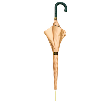 Ivory Satin Umbrella – Handmade Luxury Rain Umbrella With Ostrich Leather Handle