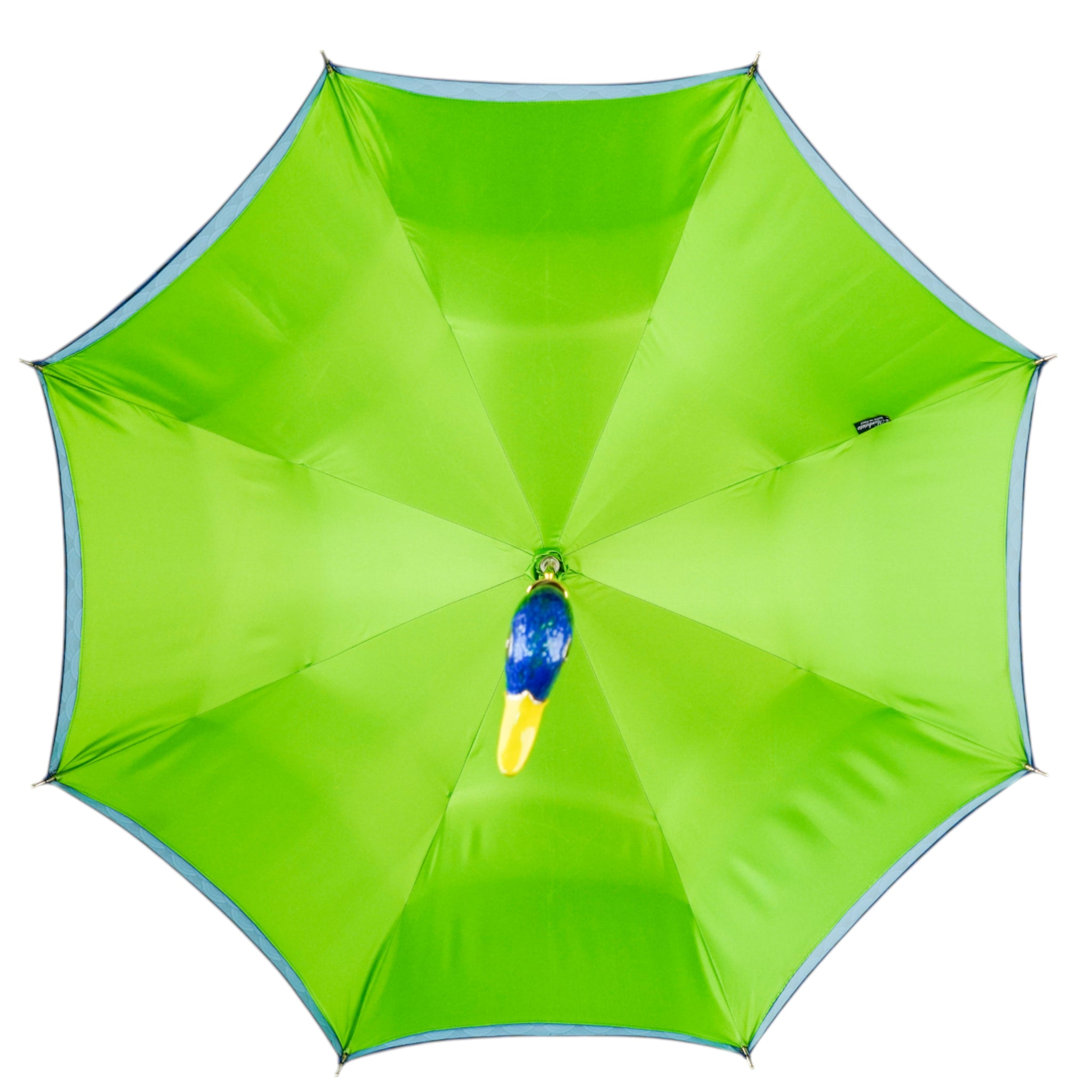 Hand-Enameled Duck Umbrella | Luxury Rain Umbrella With 24K Gold Handle & Satin Canopy