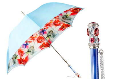 Silver Plated Umbrella – Handcrafted Italian Rain Umbrella with Crystal Handle