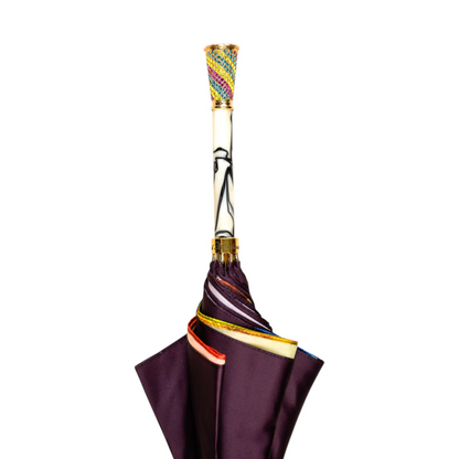 Gold Plated Umbrella – Handcrafted Italian Luxury Rain Umbrella with Crystal Handle