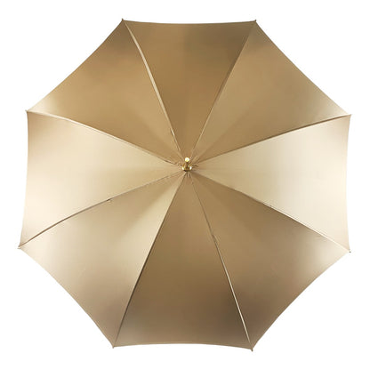 Animalier-inspired luxury rain umbrella by Ilmarchesato featuring a hand-enamelled dog handle and patterned canopy.