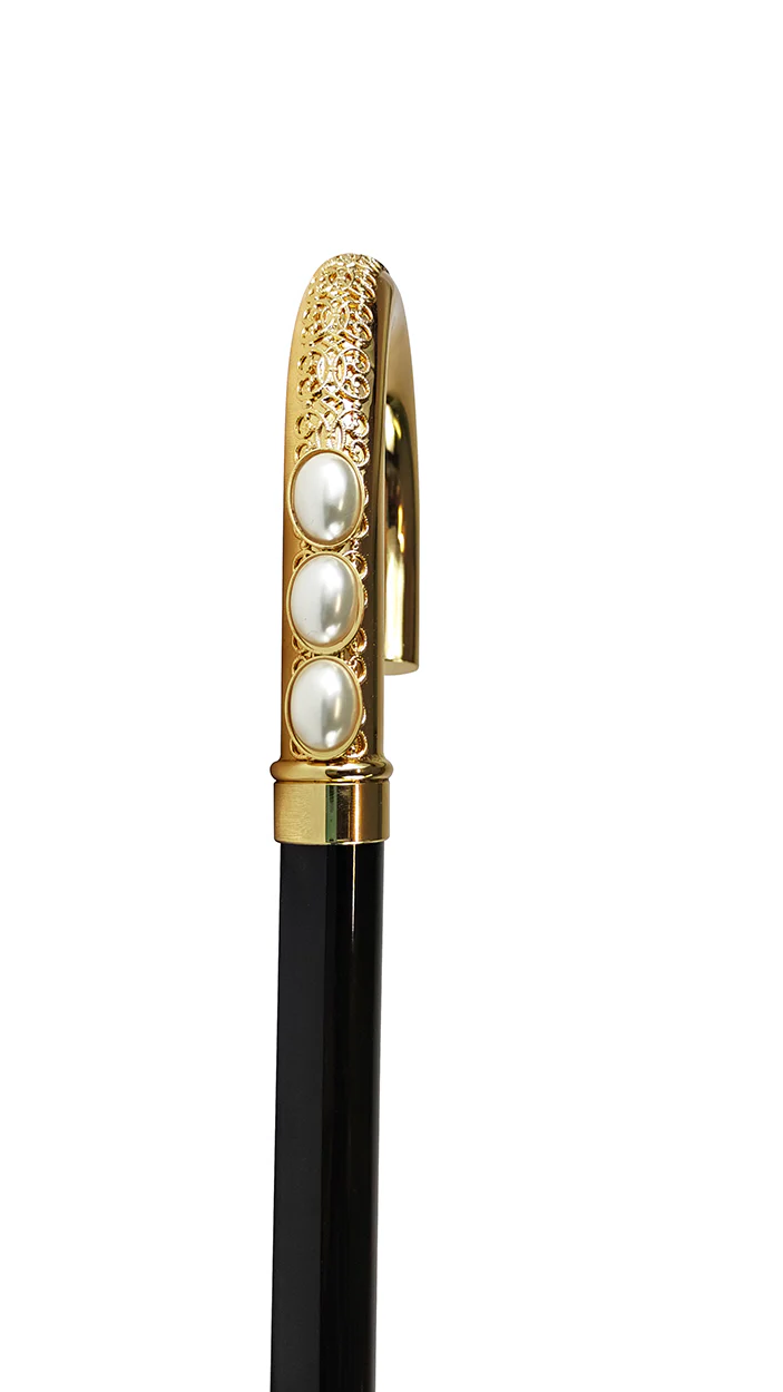Gold-Plated Walking Cane – Luxury Men’s Elegant Pearl Handle Stick