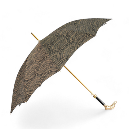 Men's Ilmarchesato umbrella with a decorative greyhound handle and gold-plated accents, featuring a stylish fabric canopy.