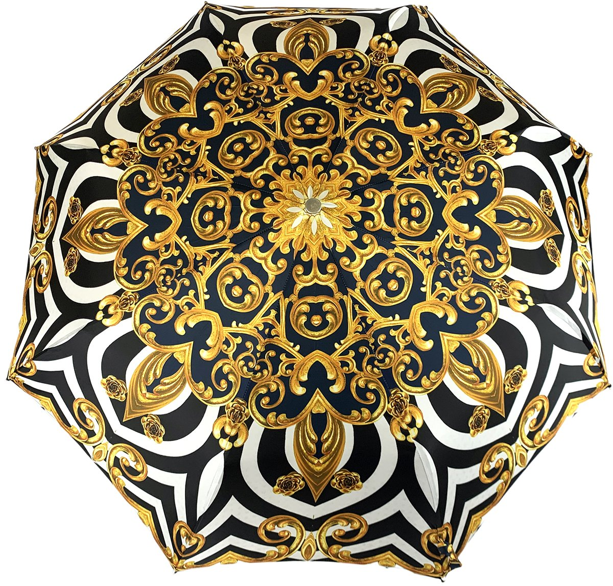 Swarovski Folding Umbrella – Handmade Italian Compact Travel Umbrella with Gold Plated Handle