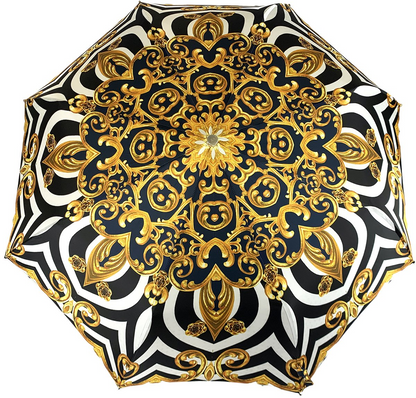 Swarovski Folding Umbrella – Handmade Italian Compact Travel Umbrella with Gold Plated Handle