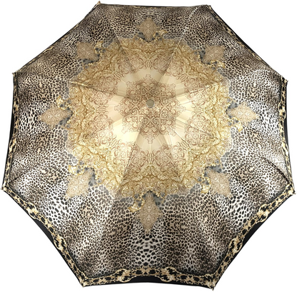 Luxury Leopard Umbrella – Handmade Italian Folding Rain Umbrella With UV Protection