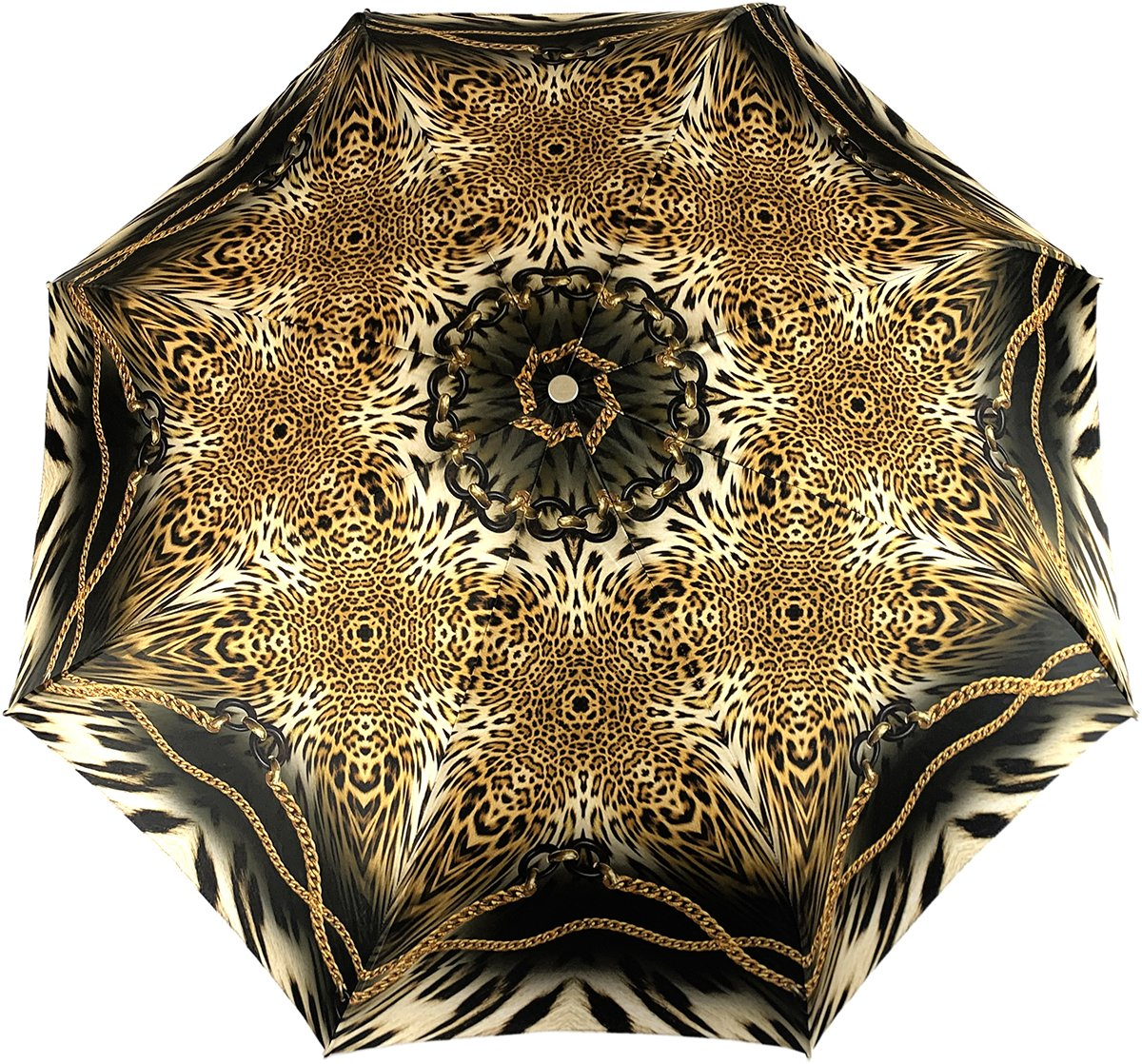 Leopard Folding Umbrella – Women’s Luxury Folding Umbrella With Brass Jeweled Handle