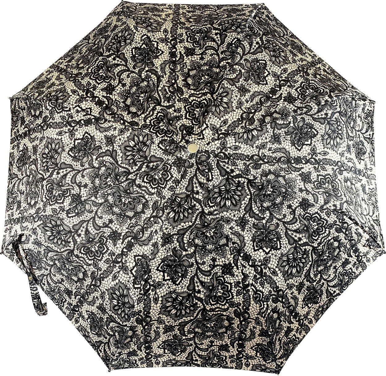 Lace-Effect Folding Umbrella - Women's Compact Travel Umbrella With Swarovski Crystal Handle