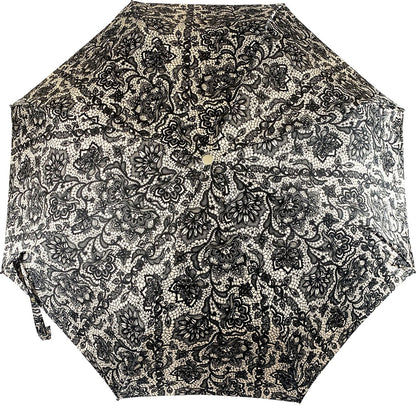 Lace-Effect Folding Umbrella - Women's Compact Travel Umbrella With Swarovski Crystal Handle