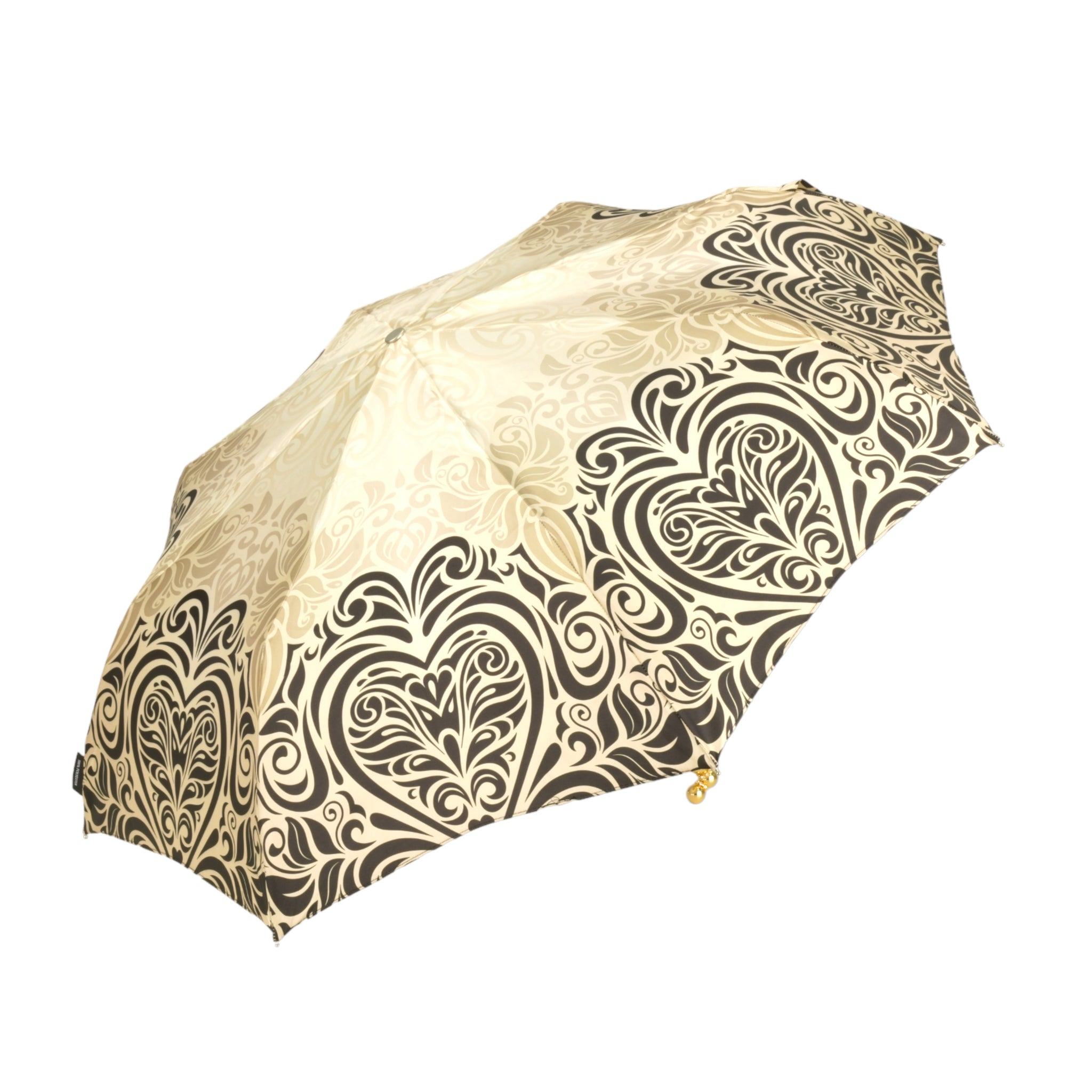 Ladies Folding Umbrella – Baroque Style Automatic Open Umbrella with Gold Plated Handle