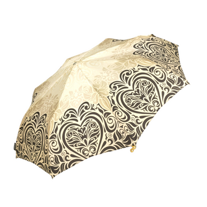Ladies Folding Umbrella – Baroque Style Automatic Open Umbrella with Gold Plated Handle
