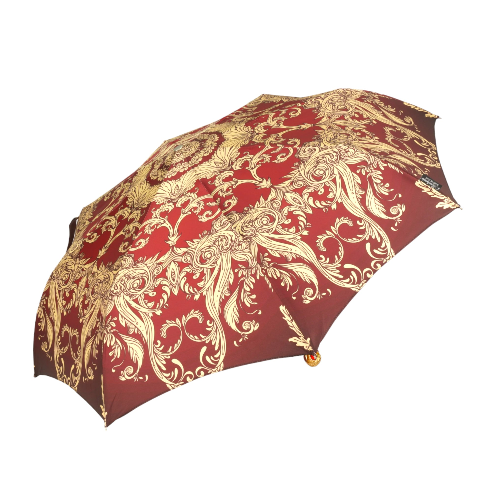 Burgundy Folding Umbrella - Ladies Compact Rain Gear with Silk Texture Canopy