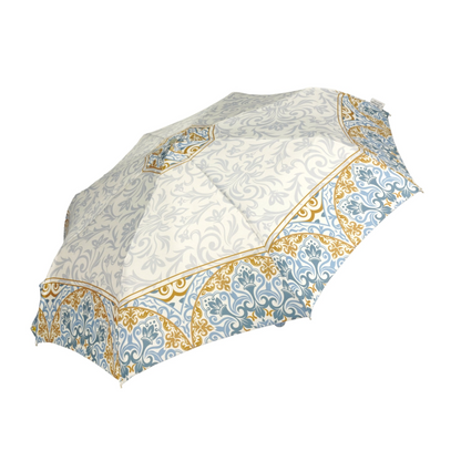 Ladies Folding Umbrella – Elegant Gold Plated Handle, Crystal Embellished, UV Protection