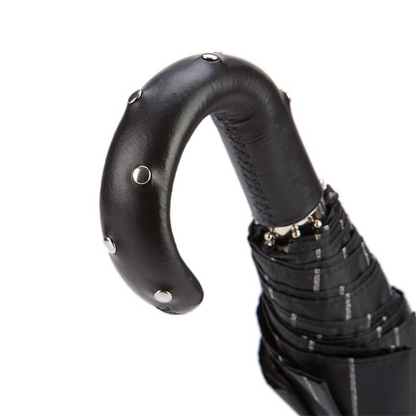 Folding Umbrella – Automatic Opening with Studded Leather Handle | Italian Craft