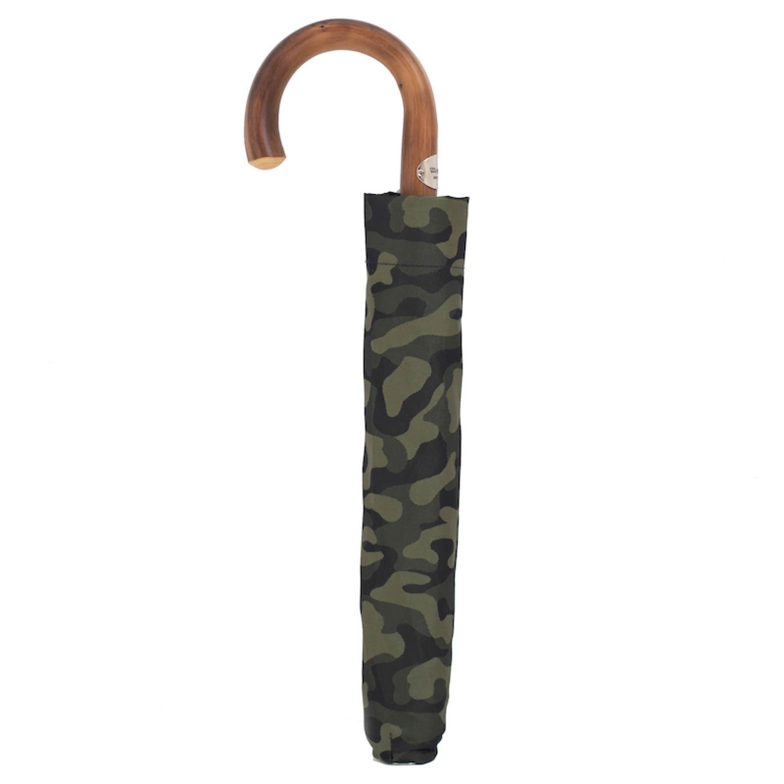 Folding Automatic Umbrella – Camouflage Travel Umbrella with Wooden Handle & Waterproof Canopy