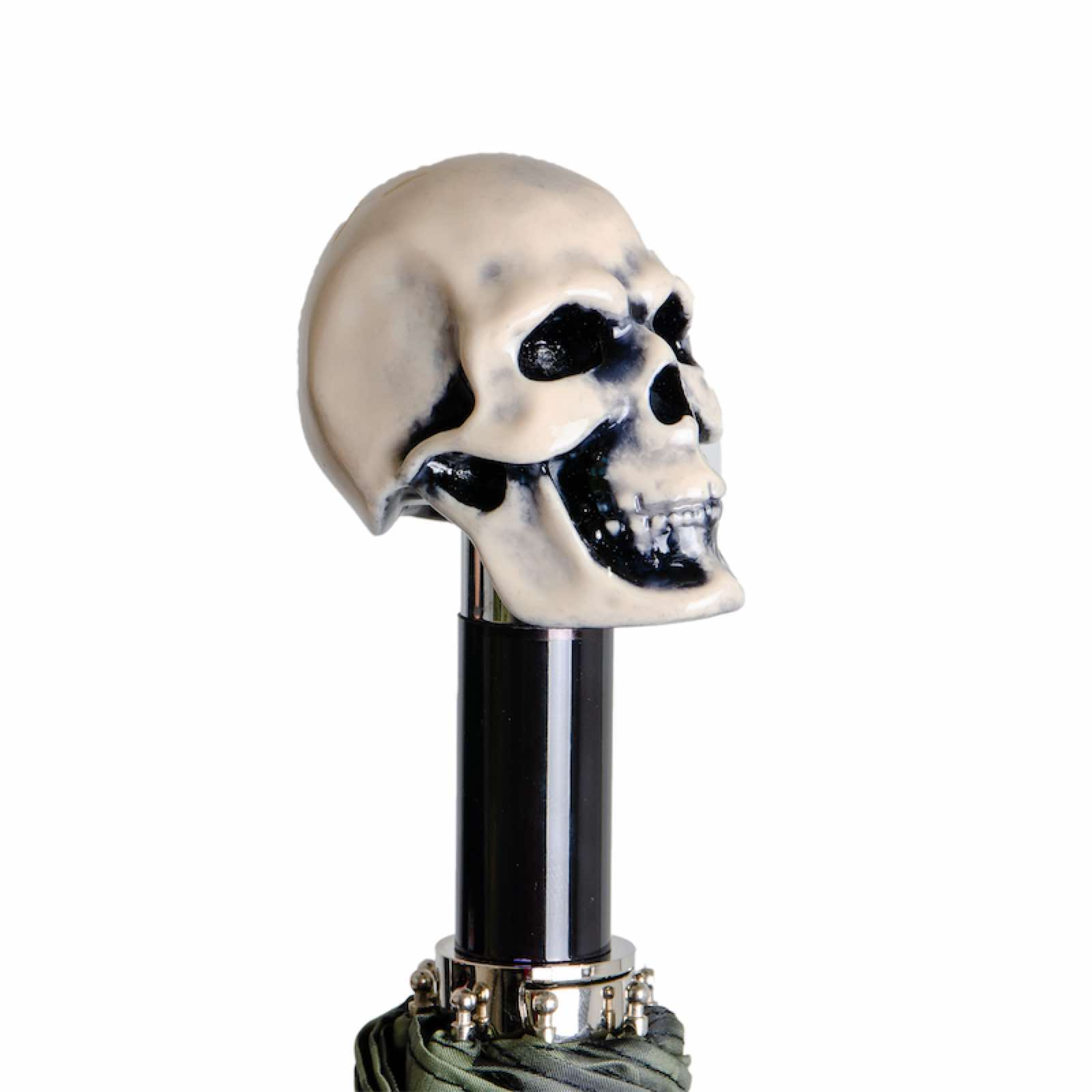 Camouflage Folding Umbrella – Automatic Opening, Skull Handle, Waterproof Polyester Canopy