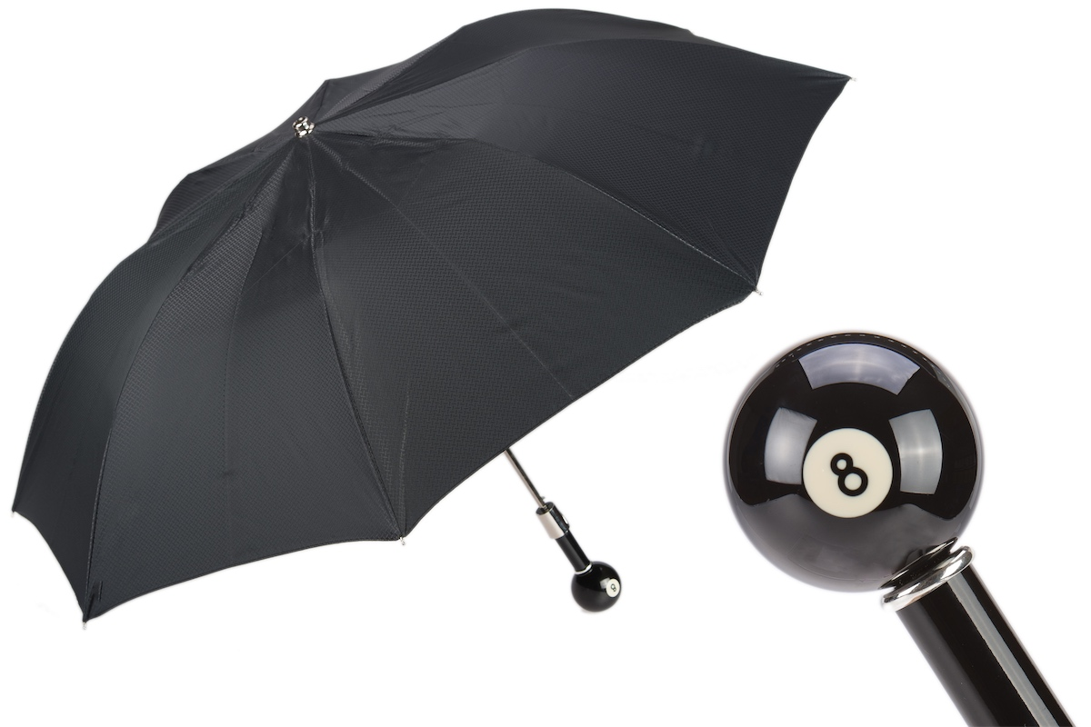 8-Ball Folding Umbrella – Automatic, Italian Handmade Compact Rain Gear