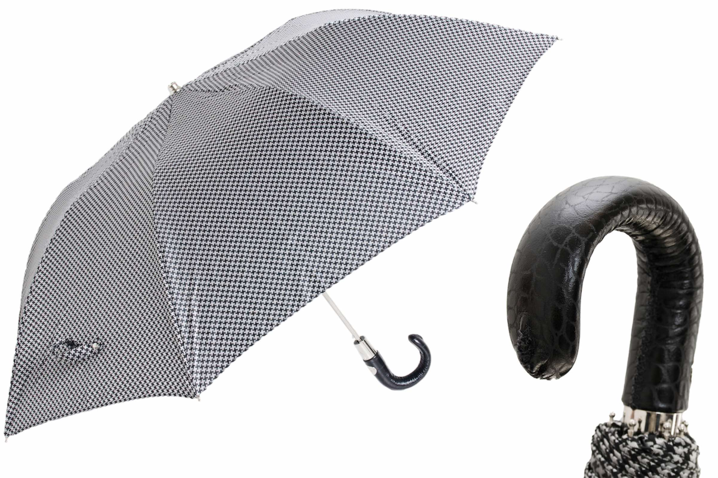 Folding Umbrella Leather – Automatic Opening Compact Rain Umbrella with Gift Box