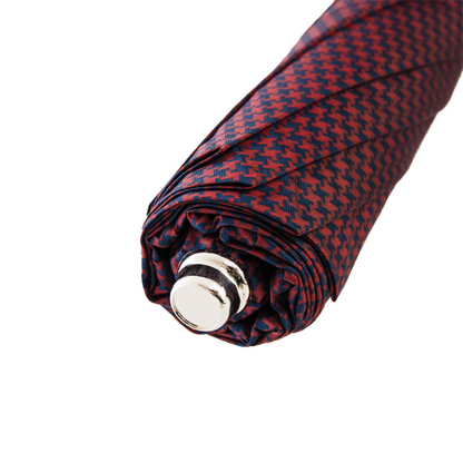 Folding Automatic Umbrella – Italian Handmade Leather Handle, Compact Rain Gear