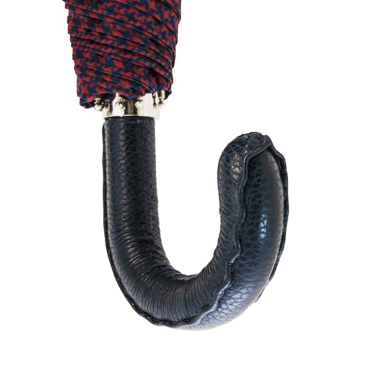 Folding Automatic Umbrella – Italian Handmade Leather Handle, Compact Rain Gear