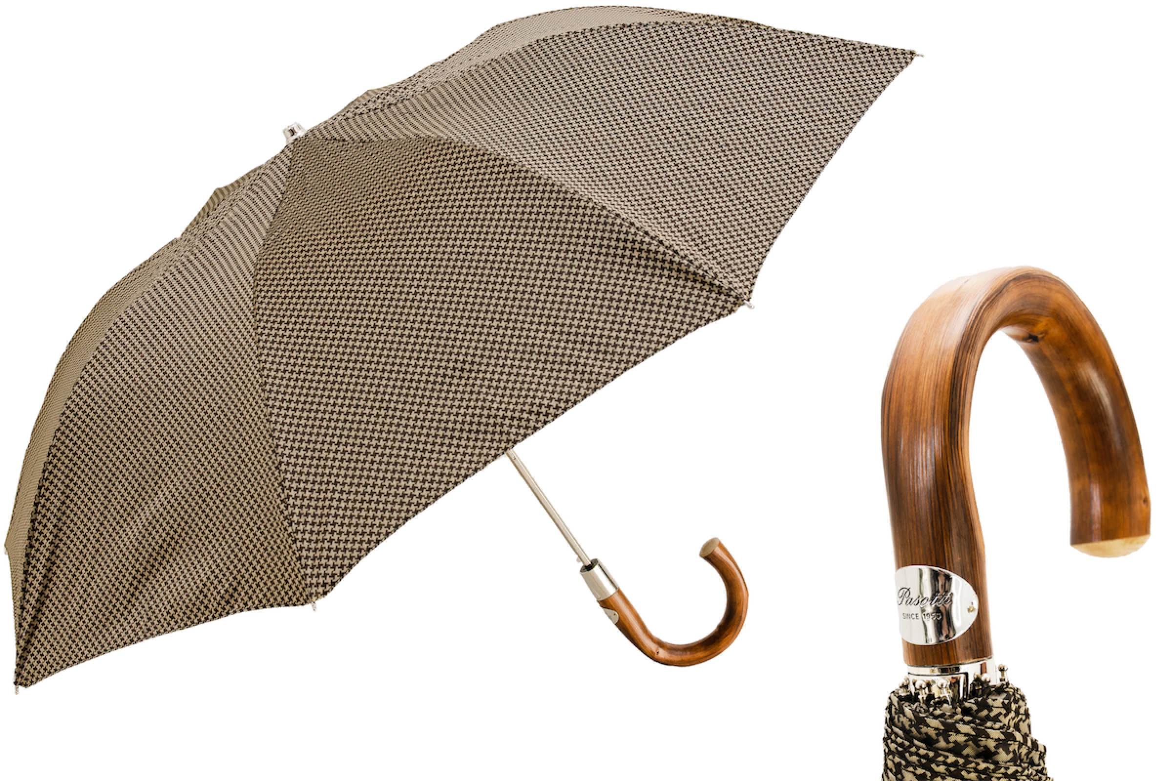 Men's Folding Umbrella – Automatic Folding Rain Umbrella with Chestnut Wood Handle
