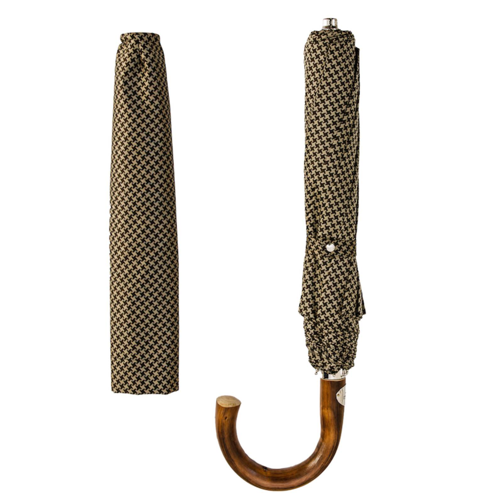 Men's Folding Umbrella – Automatic Folding Rain Umbrella with Chestnut Wood Handle