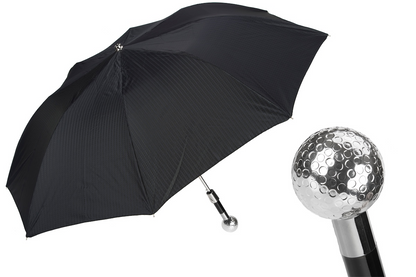 Silver Folding Umbrella – Automatic Opening Golf Ball Umbrella with Silver Plated Handle