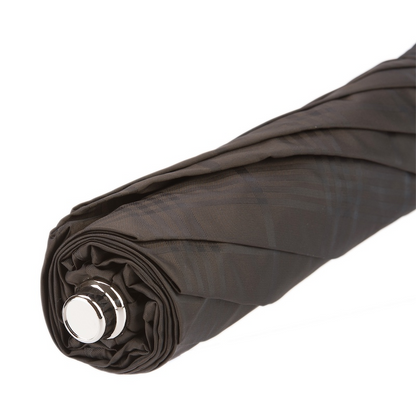 Brown Check Umbrella – Automatic Leather Handle Folding Rain Umbrella