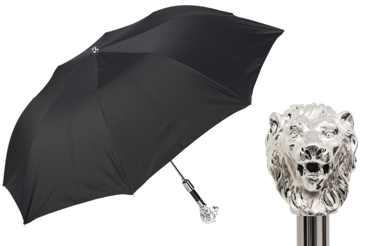 Folding Umbrella – Silver Lion Automatic Rain Umbrella with Resin Handle