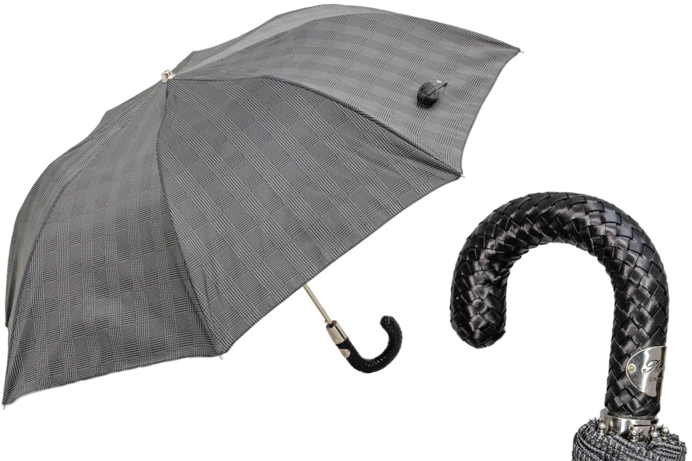Folding Umbrella – Automatic Opening with Braided Leather Handle | Waterproof Canopy