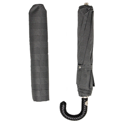 Folding Umbrella – Automatic Opening with Braided Leather Handle | Waterproof Canopy