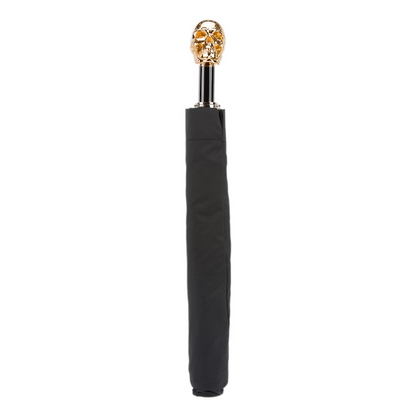 Gold Skull Umbrella – Folding Automatic Handmade Umbrella Italy With Gilt Resin Handle
