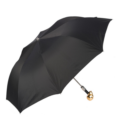 Gold Skull Umbrella – Folding Automatic Handmade Umbrella Italy With Gilt Resin Handle