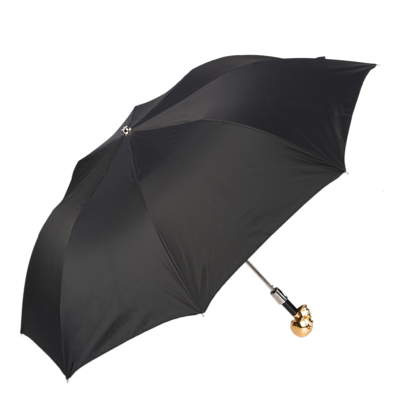 Gold Skull Umbrella – Folding Automatic Handmade Umbrella Italy With Gilt Resin Handle
