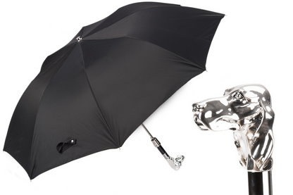 Folding Automatic Umbrella – Silver Handle, Handmade Italian Rain Protection
