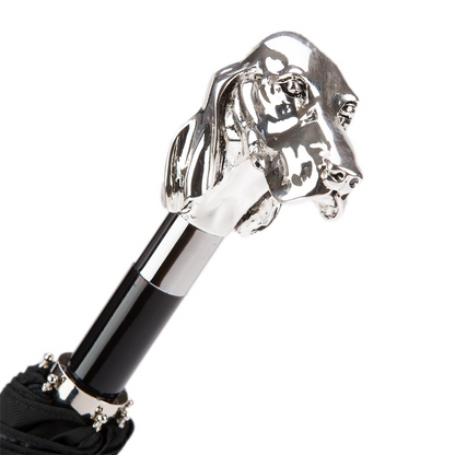 Folding Automatic Umbrella – Silver Handle, Handmade Italian Rain Protection