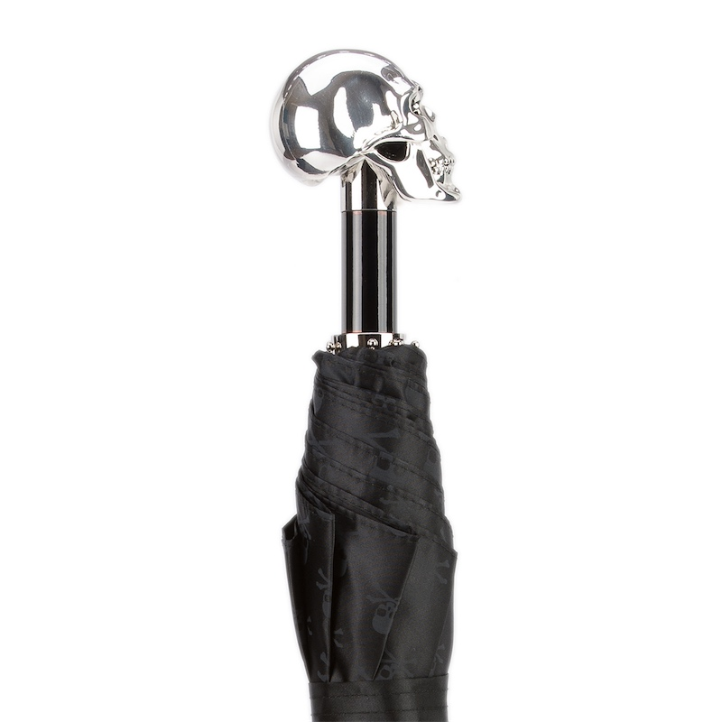 Silver Skull Umbrella – Premium Folding Rain Umbrella With Automatic Opening