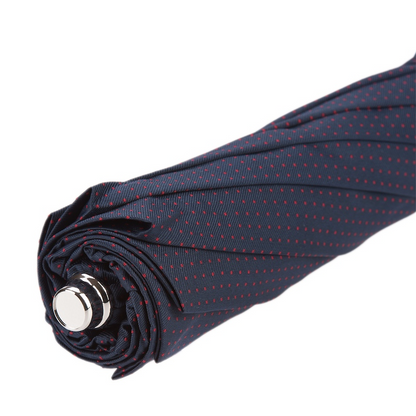 Folding Automatic Umbrella – Polka Dot Labrador Design | Italian Luxury, Silver Handle