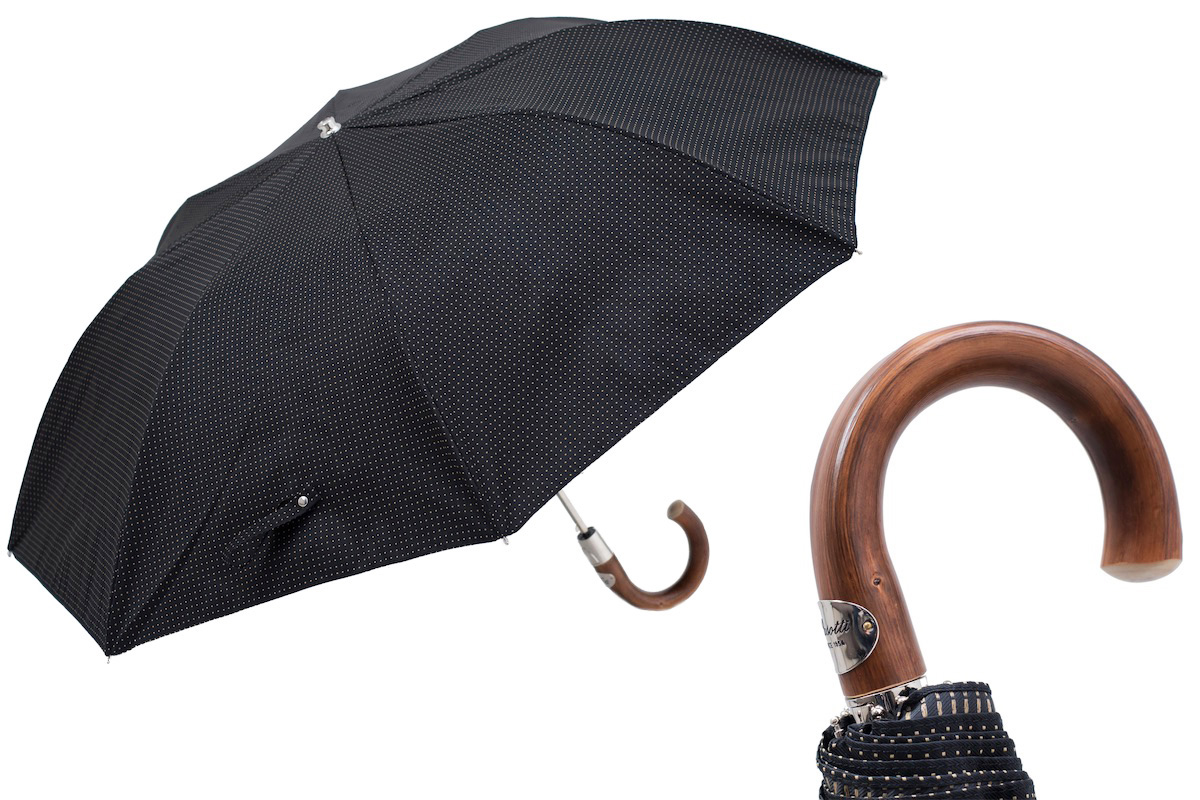 Folding Umbrella – Classic Rain Umbrella with Wooden Handle | Automatic Open