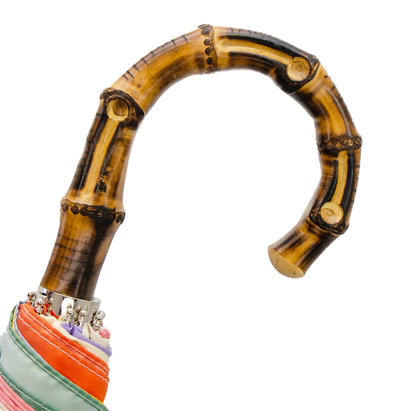 Rainbow Folding Umbrella – Automatic Opening | Bamboo Handle | Italian Handmade