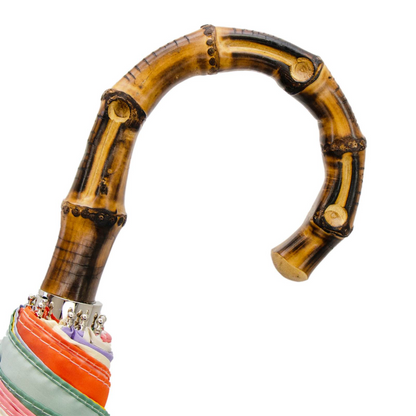 Rainbow Folding Umbrella – Automatic Opening | Bamboo Handle | Italian Handmade