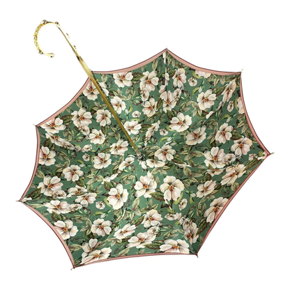 Handcrafted Floral Luxury Umbrella with 24K Gold Handle