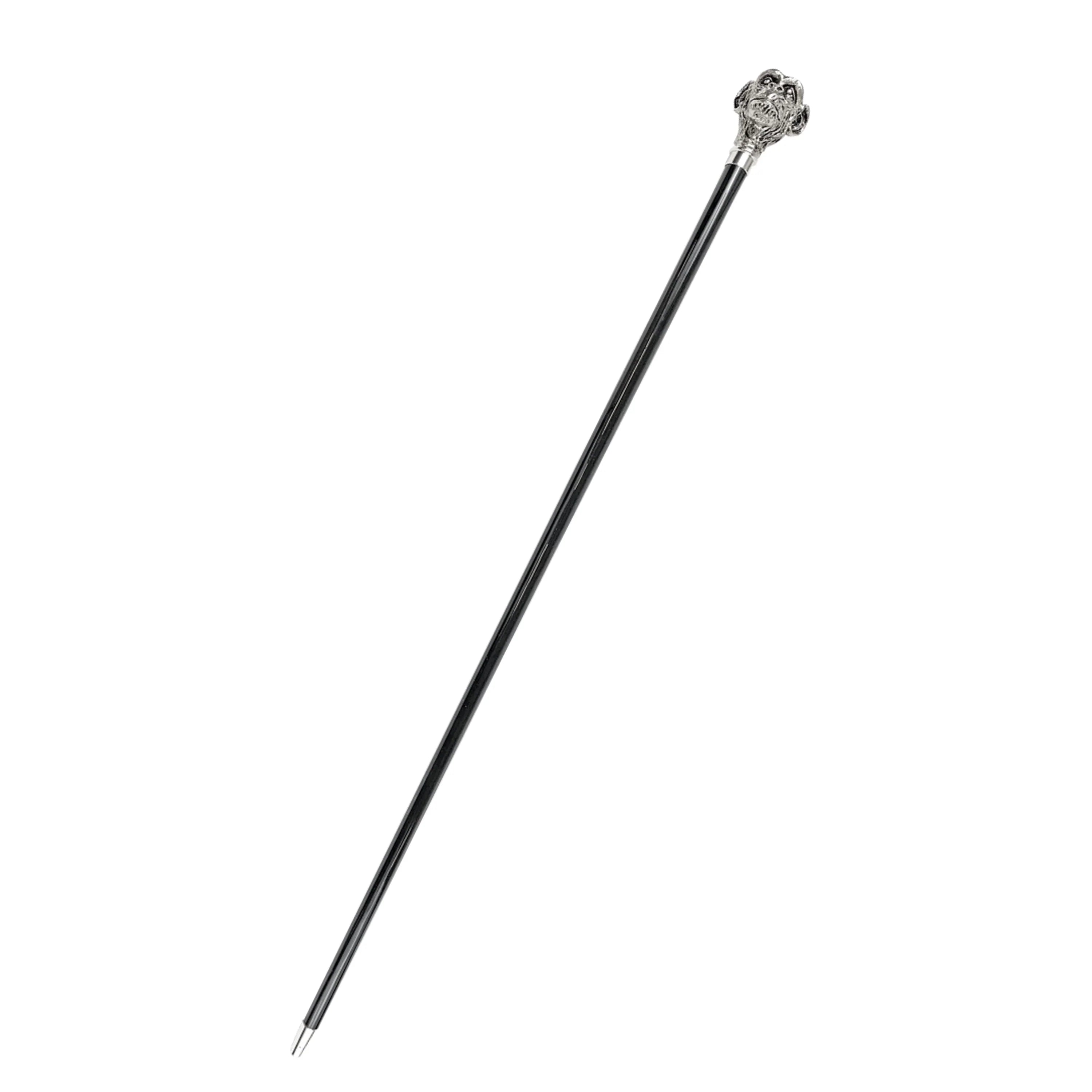 Luxury Silver Walking Cane – Silver Monkey Handle, Black Beech Wood Shaft