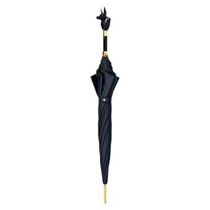 Ilmarchesato Anubi umbrella featuring 24K gold-plated accents, showcasing a sleek design for men.