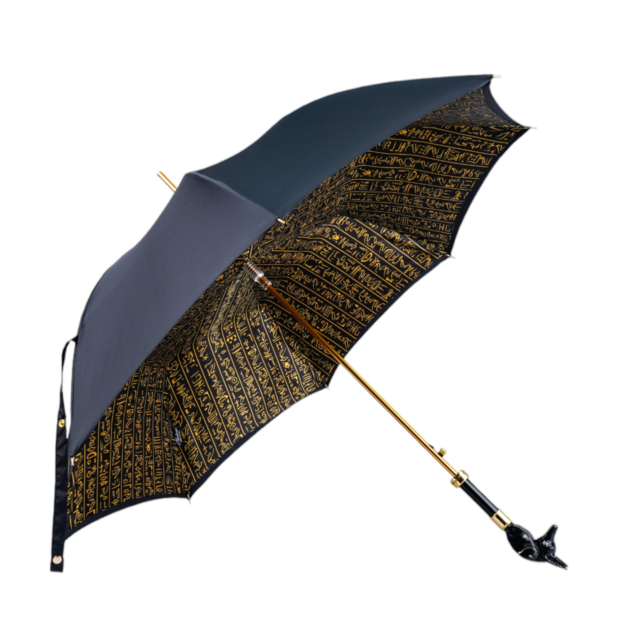 Ilmarchesato Exclusive Anubi umbrella featuring 24K gold-plated accents and a sleek design for men.