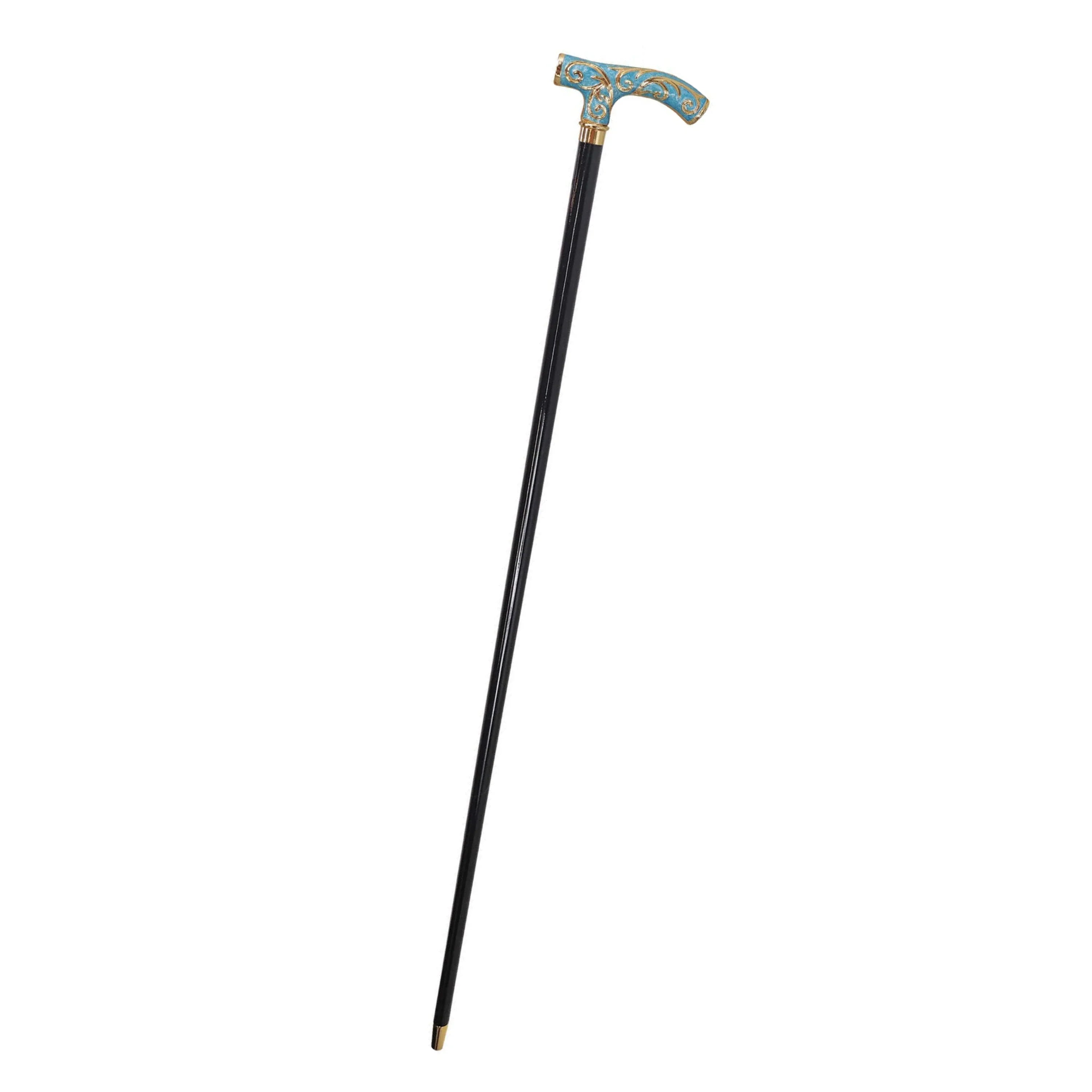Luxury Crutch Walking Stick – Tiffany Blue Cane With 24K Gold Handle & Durable Black Beech Wood