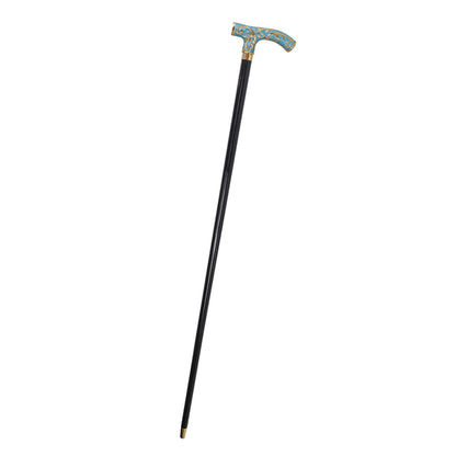 Luxury Crutch Walking Stick – Tiffany Blue Cane With 24K Gold Handle & Durable Black Beech Wood