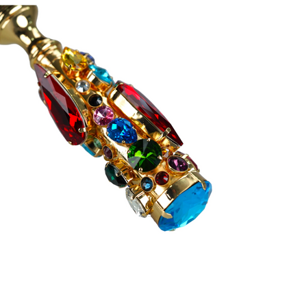 Limited Edition Umbrella – Black Jaquard Canopy | Handmade Gold Handle & Crystal Droplets